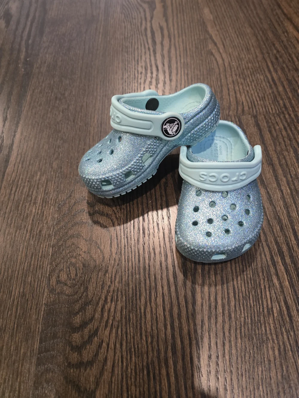 Toddler Glitter Crocs in Light Blue, 4C